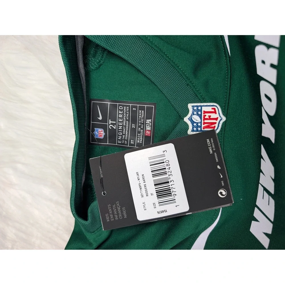 Nike NFL Jersey Kids 2T Green Aaron Rodgers New York Jets 8 9Z1T1N9P9-NYJAR